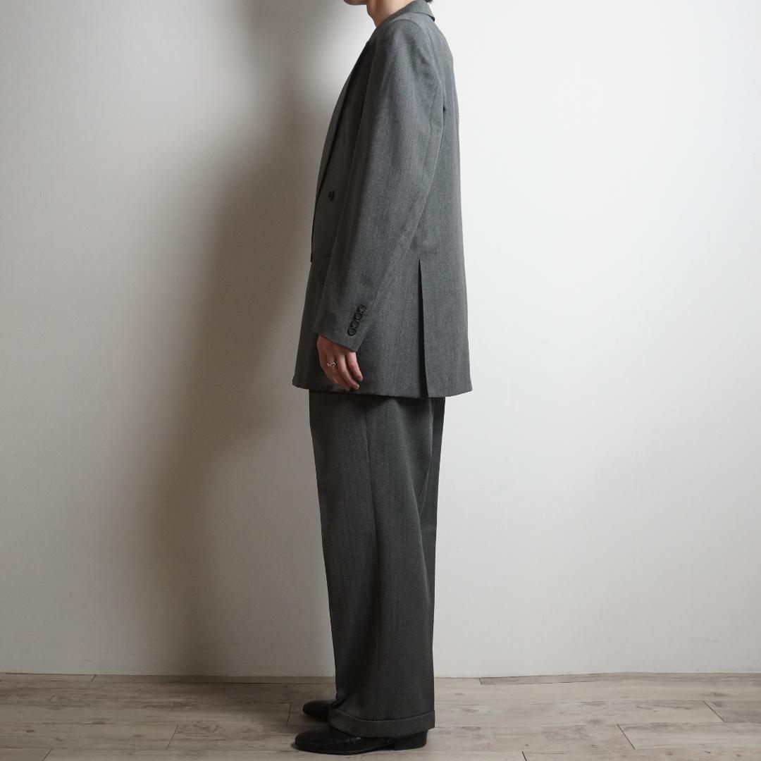 90s Burberrys ヘリンボーン柄ダブルセットスーツ グレー/VW177