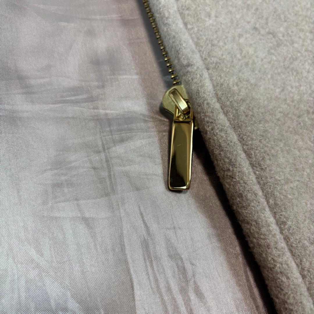 Noble ノーブル ノーカラーコート ジップアップ カシミヤ混 グレージュ