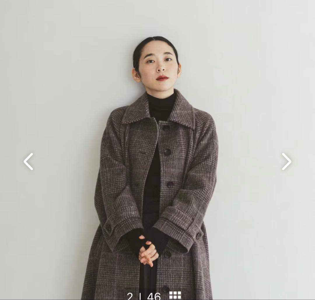 北欧暮らしの道具店　かろやかに揺れるウールロングコート　Mサイズ