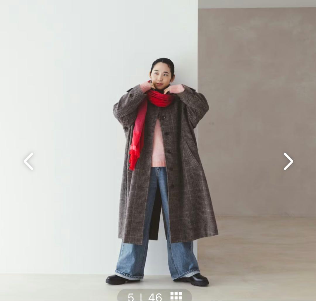 北欧暮らしの道具店　かろやかに揺れるウールロングコート　Mサイズ