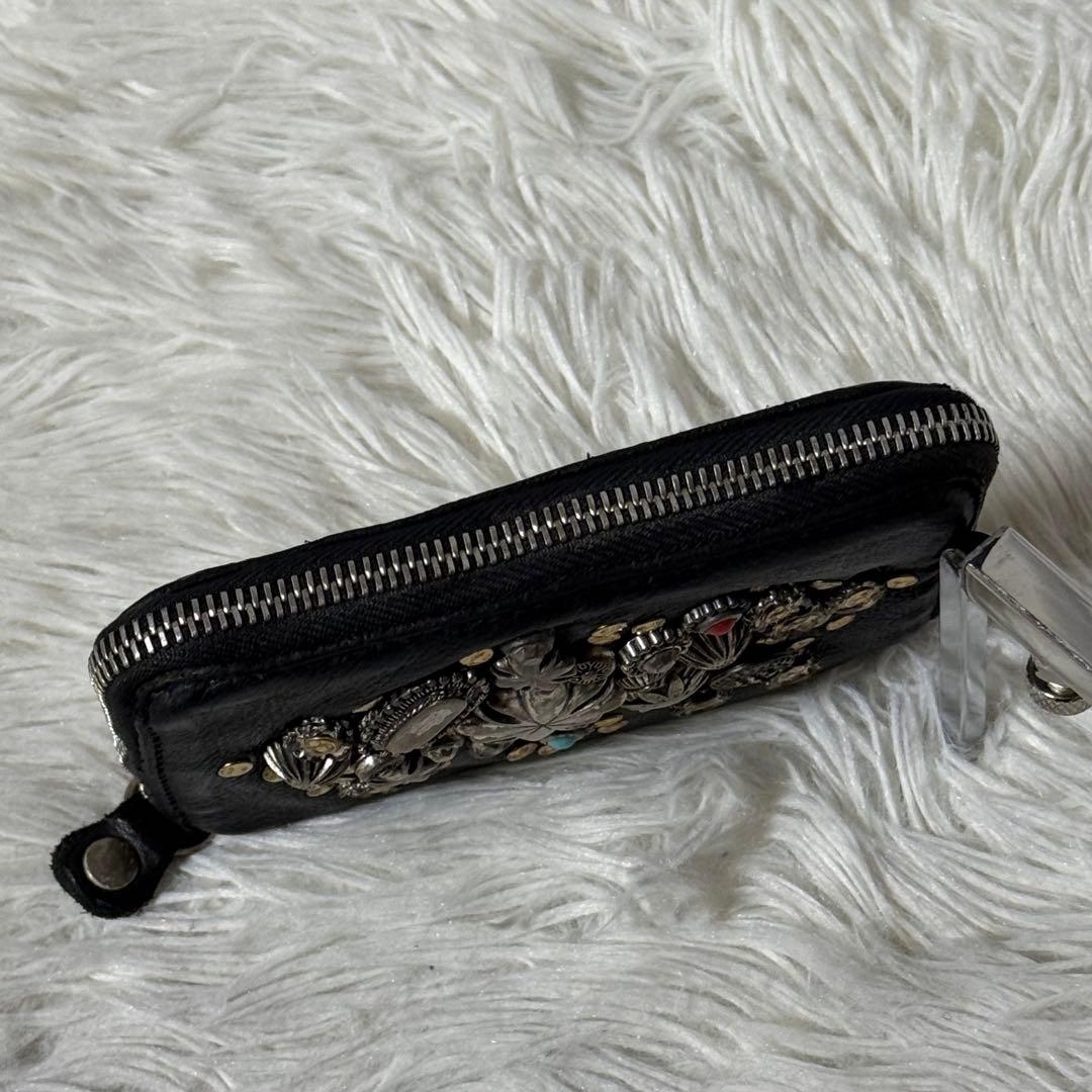 ⭐️未使用級⭐️　CAMPOMAGGI スタッズミニウォレット　ブラック　レザー
