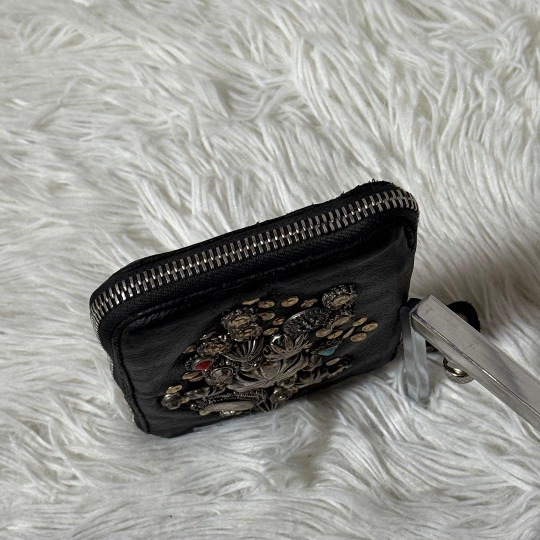 ⭐️未使用級⭐️　CAMPOMAGGI スタッズミニウォレット　ブラック　レザー