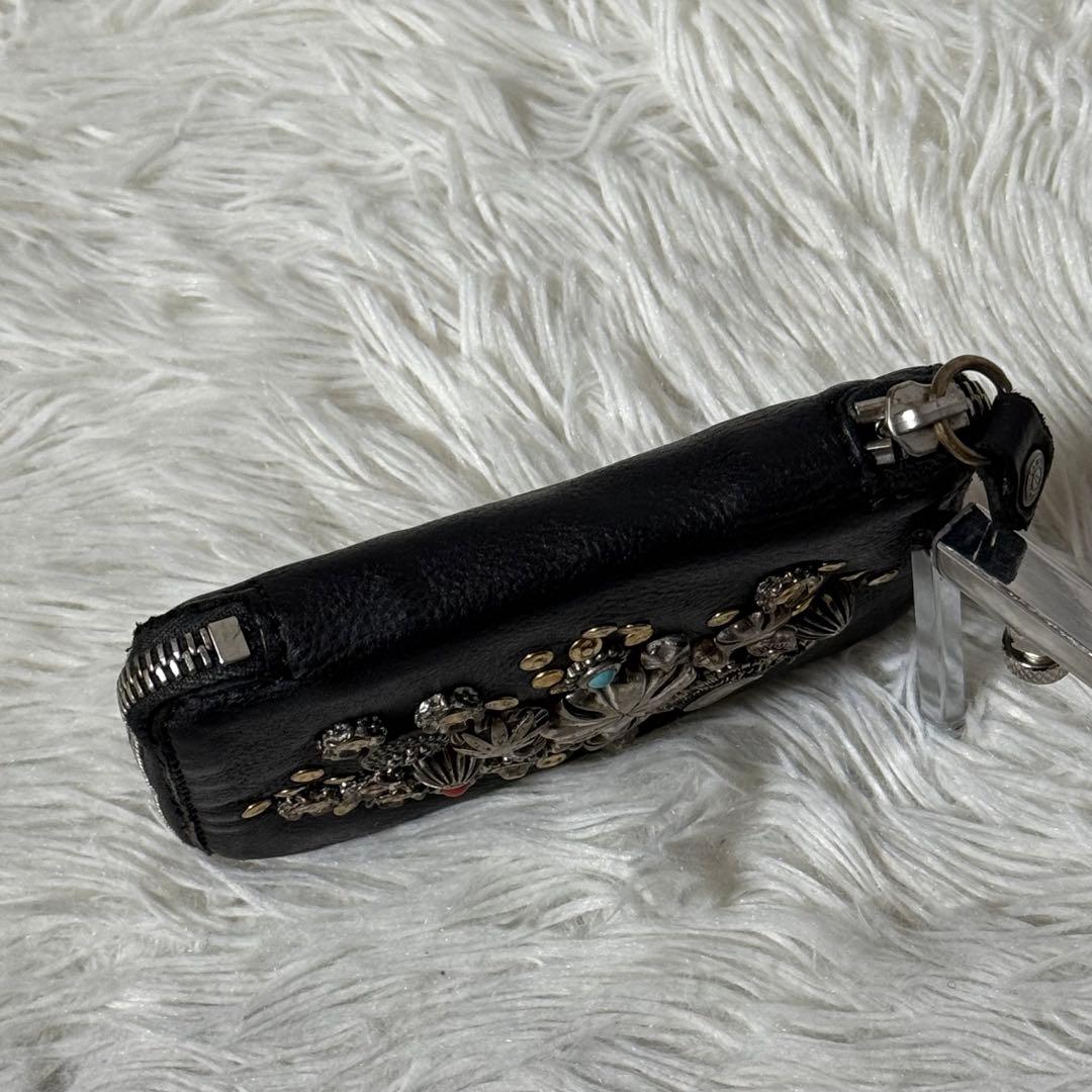 ⭐️未使用級⭐️　CAMPOMAGGI スタッズミニウォレット　ブラック　レザー