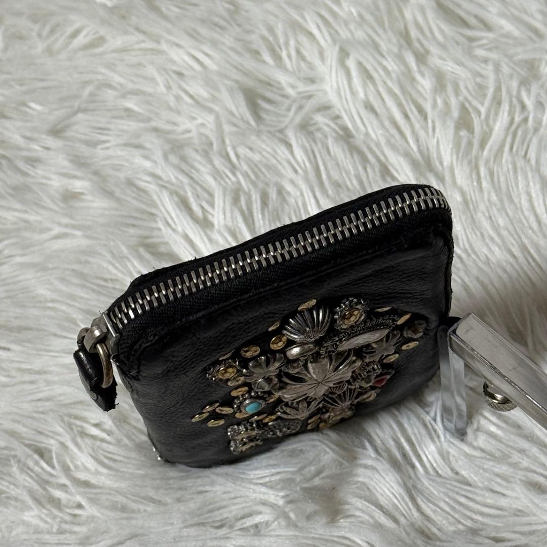 ⭐️未使用級⭐️　CAMPOMAGGI スタッズミニウォレット　ブラック　レザー