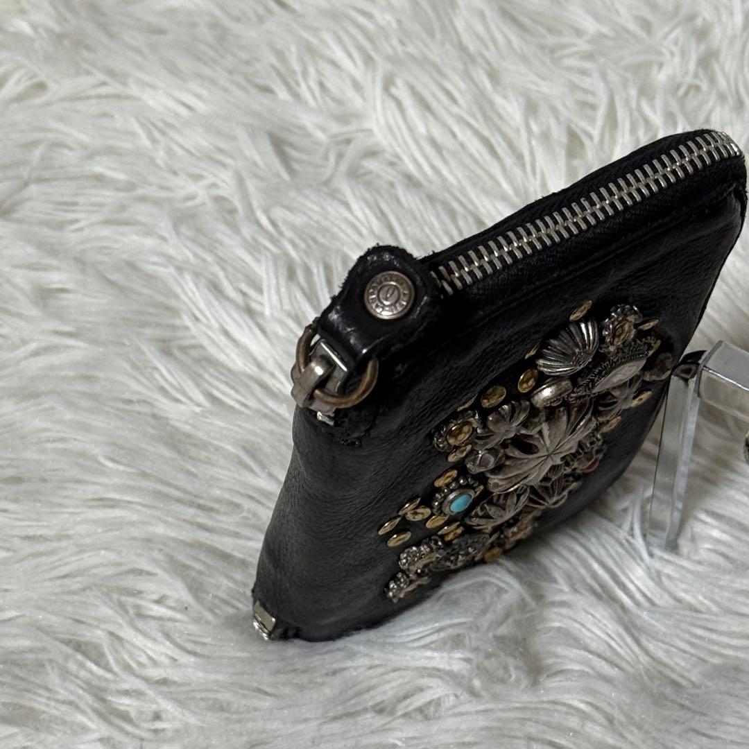 ⭐️未使用級⭐️　CAMPOMAGGI スタッズミニウォレット　ブラック　レザー