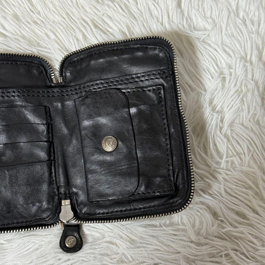 ⭐️未使用級⭐️　CAMPOMAGGI スタッズミニウォレット　ブラック　レザー