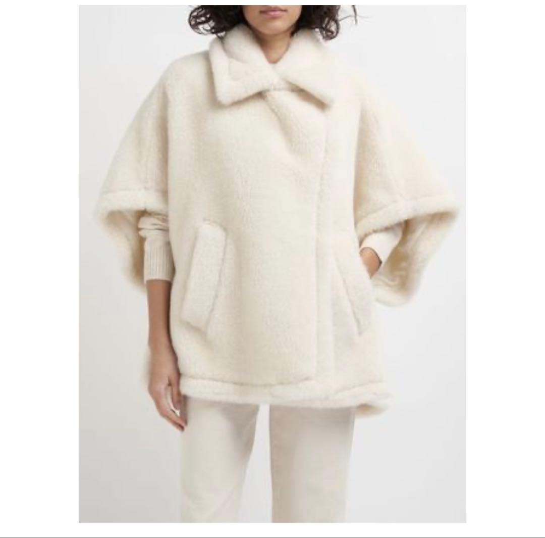 アイボリー フリース ポンチョジャケット　カバー付き