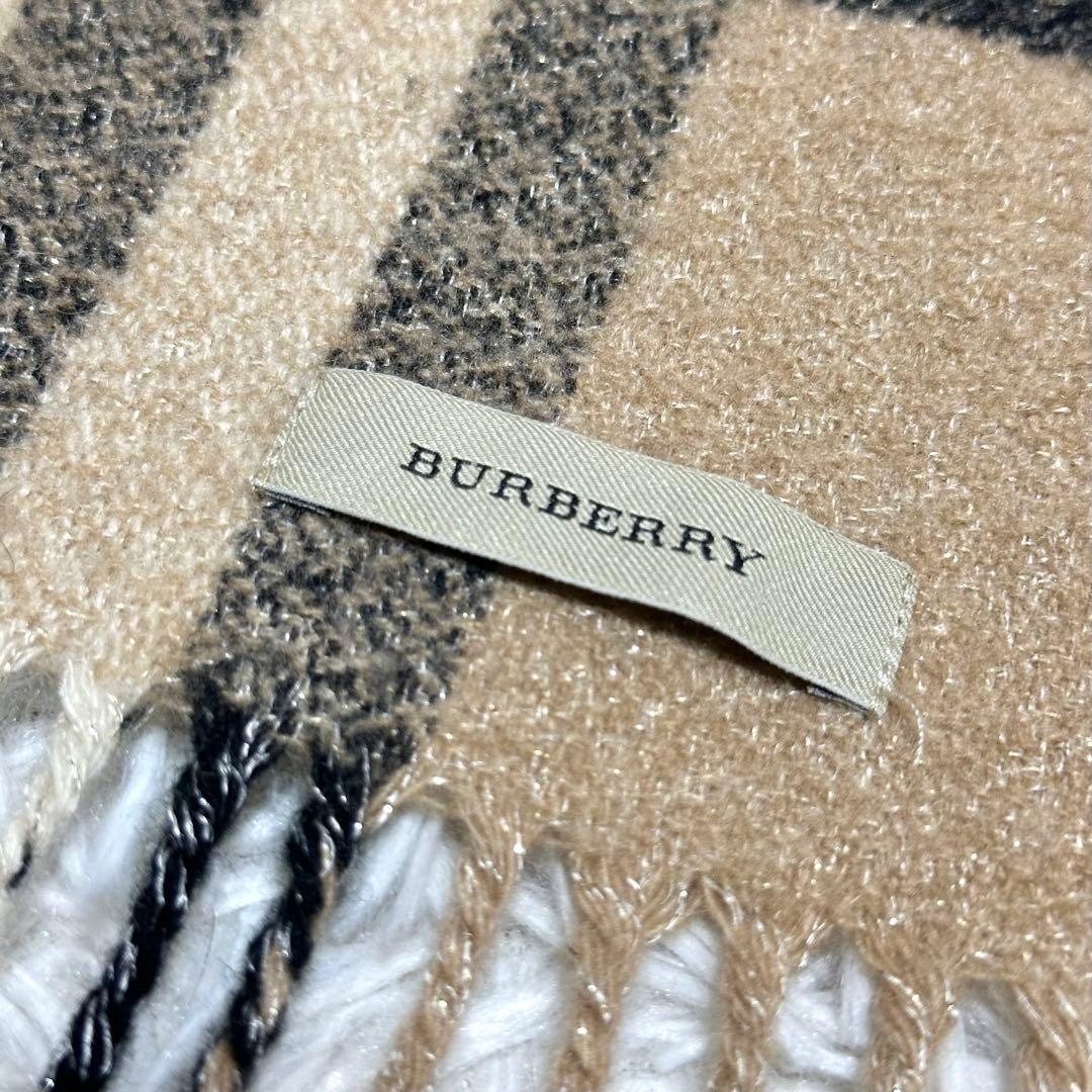 【美品】バーバリー ロングマフラー ノバチェック ゴールド ベージュ ウール