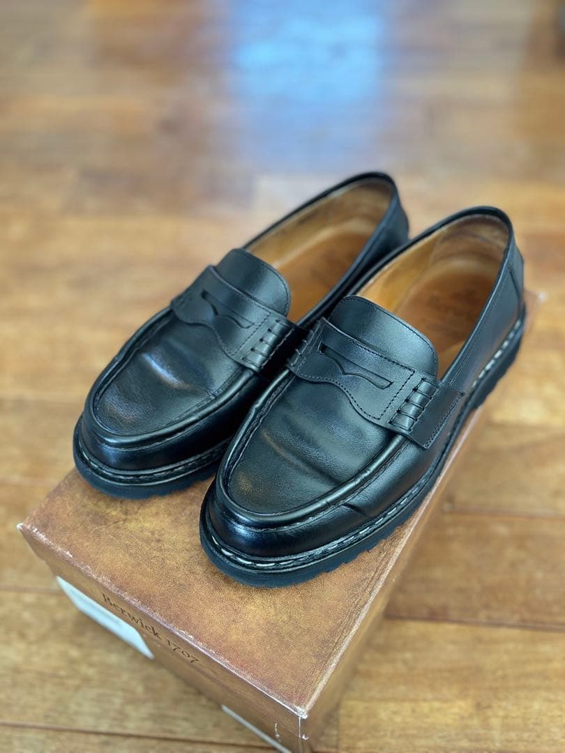 Berwick ブラック ローファー　メンズ　綺麗　パラブーツ　本革