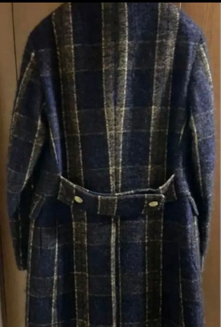 TAGLIATORE ネイビー チェック ダブルブレストコート