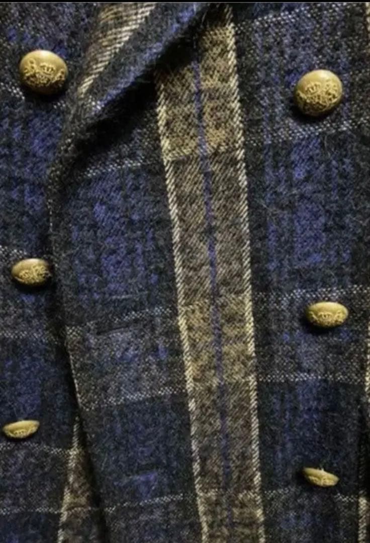 TAGLIATORE ネイビー チェック ダブルブレストコート