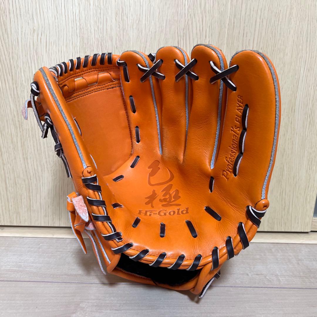 【美品】HI-GOLD 軟式用グローブ オレンジ