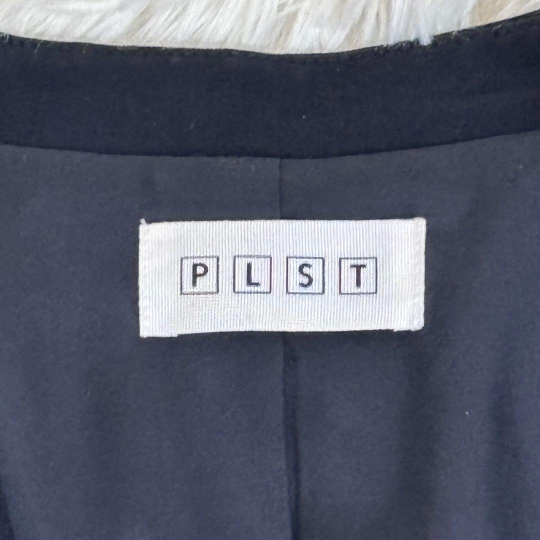 PLST パンツセットアップ　ノーカラー　パンツスーツ　ネイビー