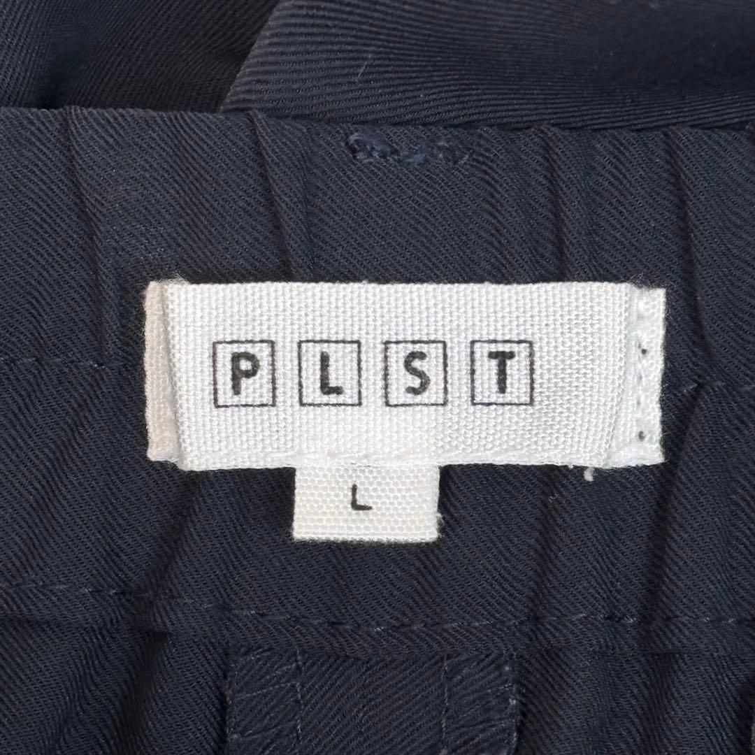 PLST パンツセットアップ　ノーカラー　パンツスーツ　ネイビー