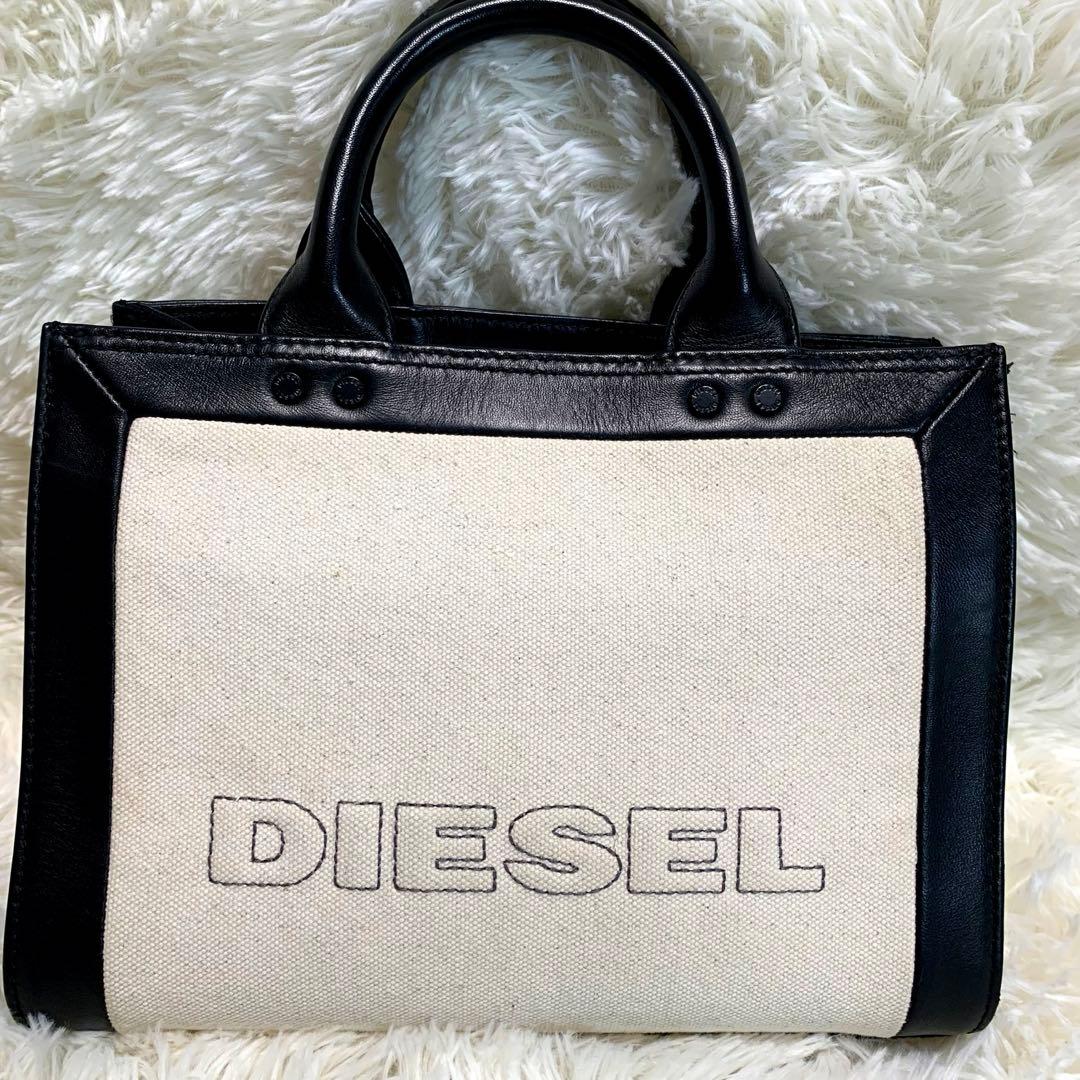 専用♡DIESEL【フラシ サンボニー】レザー キャンバス トートバッグ