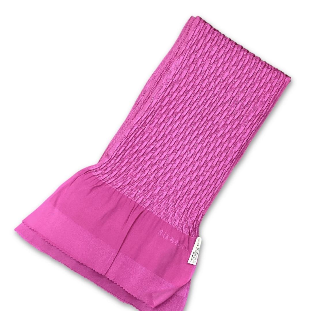 濃ピンク 振袖用小物4点セット 帯締め 帯揚げ 重ね襟 刺繍半襟 ママ振セット