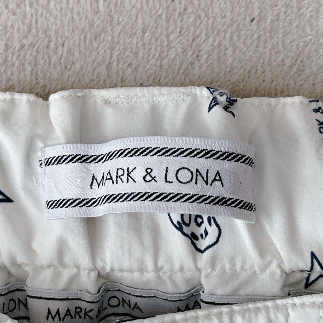 美品✨ マークアンドロナ　スカルロゴ　総柄　ゴルフパンツ　ホワイト　L