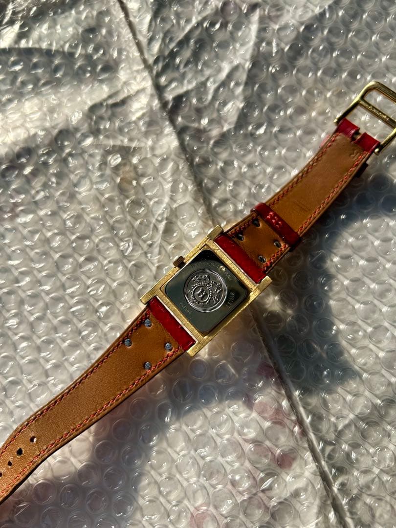 【貴重】HERMES エルメス メドール スクエア レッドベルト クォーツ