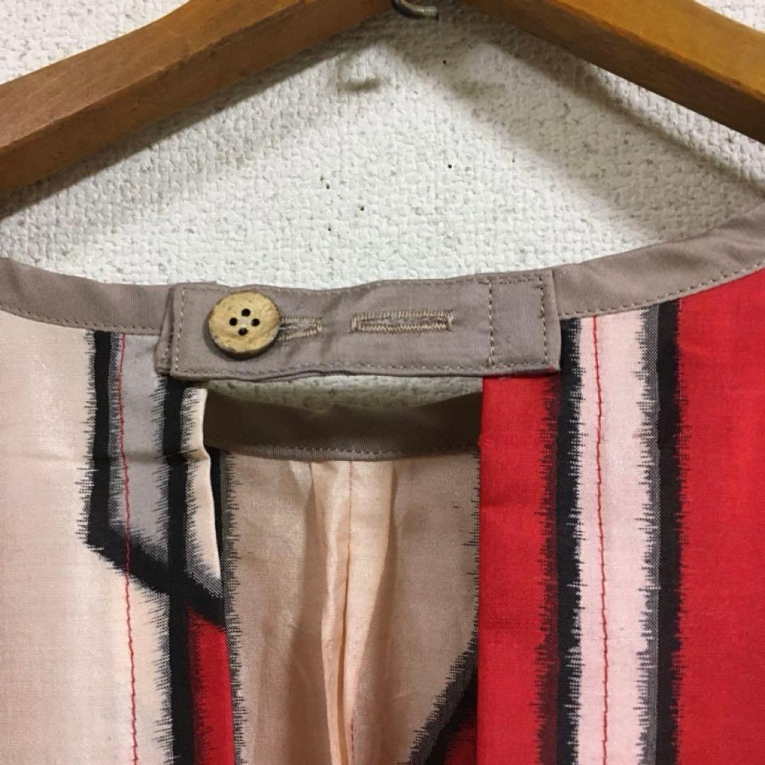 着物リメイク　割烹着　正絹銘仙　ピカソ風柄　古布リメイク