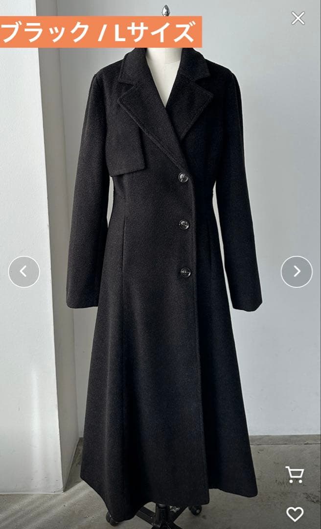 Louere ウエストシェイプフレアチェスターコート 『ブラック/Lサイズ』