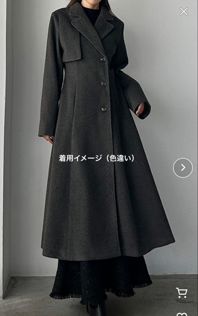 Louere ウエストシェイプフレアチェスターコート 『ブラック/Lサイズ』