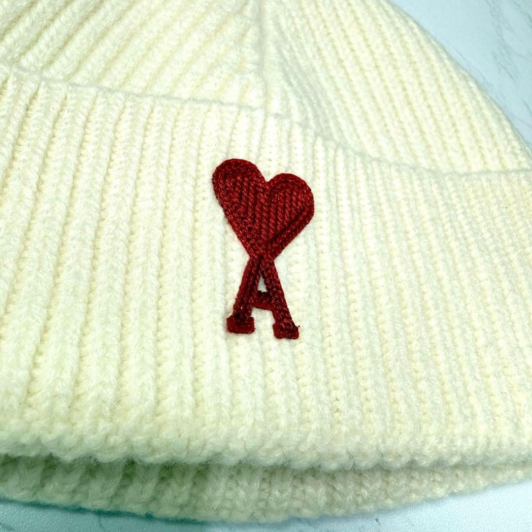 AMI PARIS アミパリス ニット帽 ハートロゴ アイボリー　袋付 最終価格