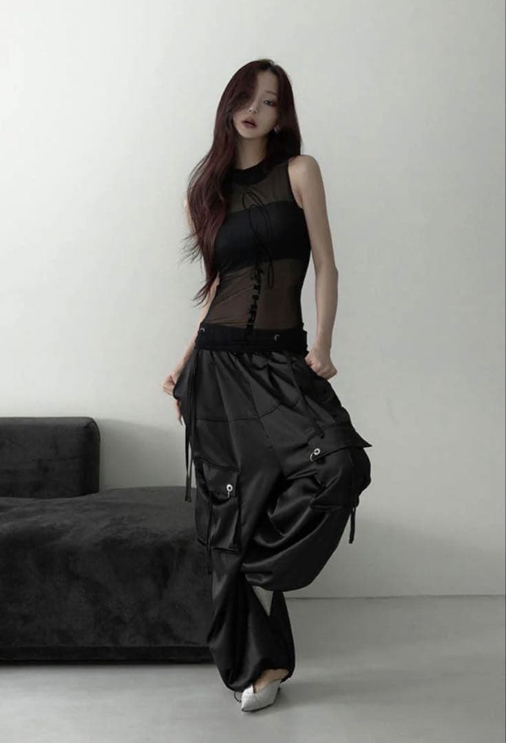 theredthread S pierce cargo pants サテン
