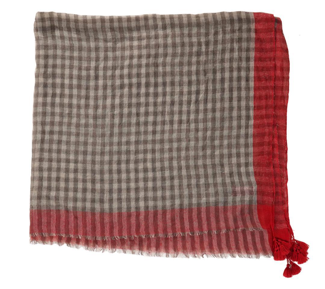 カトマンズ製 ARTS&SCIENCE フリンジ チェック カシミヤストール
