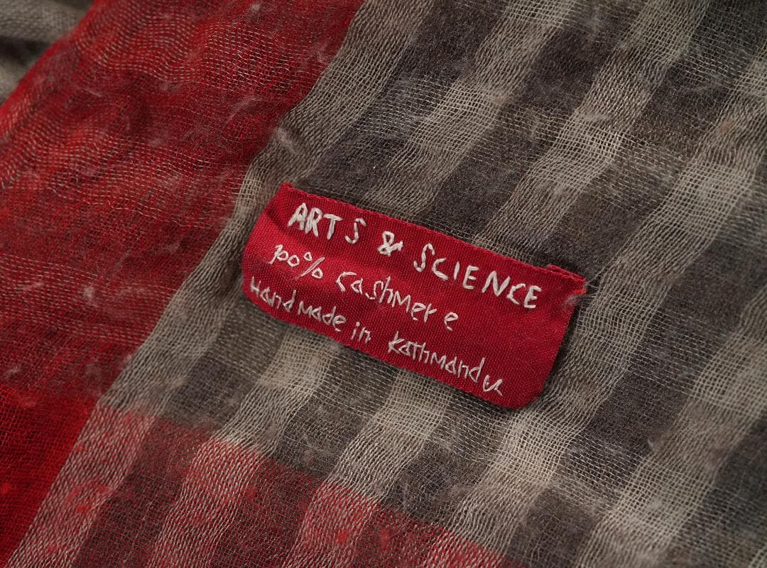 カトマンズ製 ARTS&SCIENCE フリンジ チェック カシミヤストール