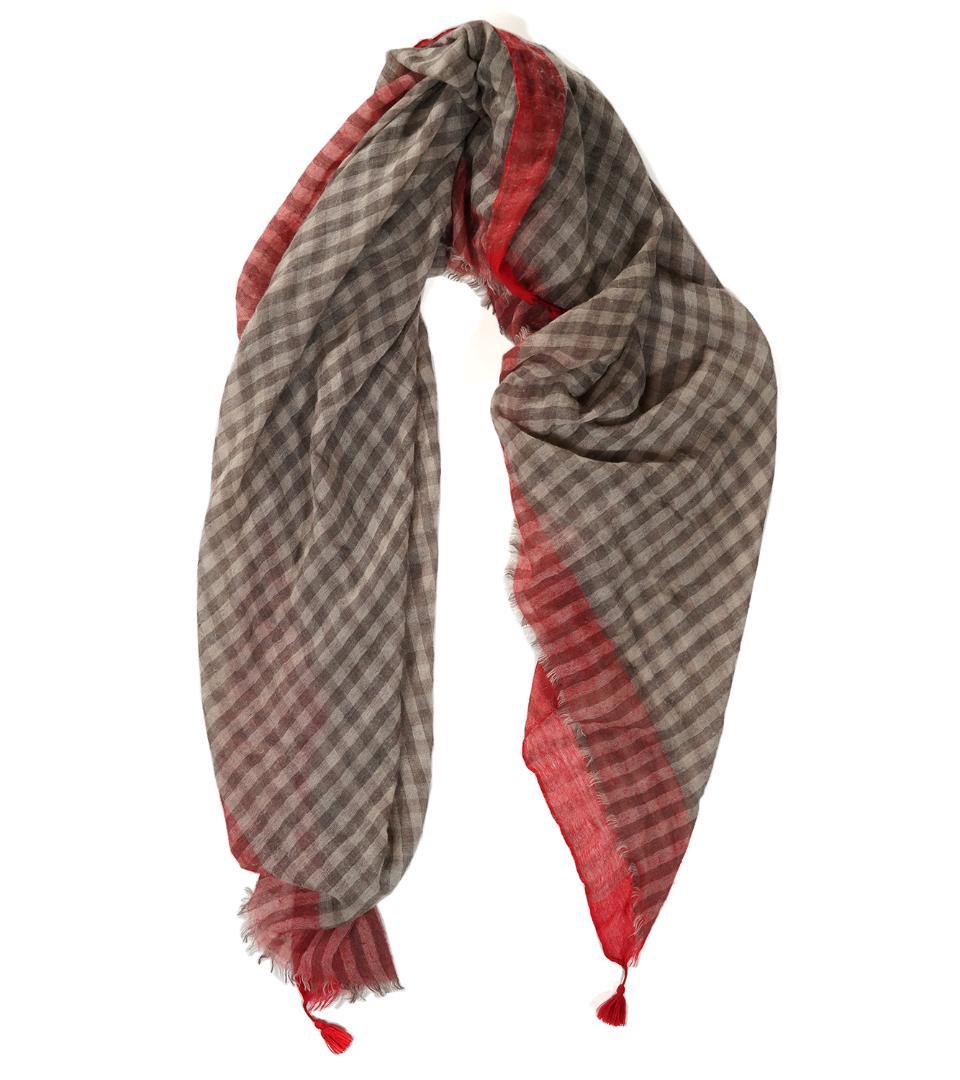 カトマンズ製 ARTS&SCIENCE フリンジ チェック カシミヤストール