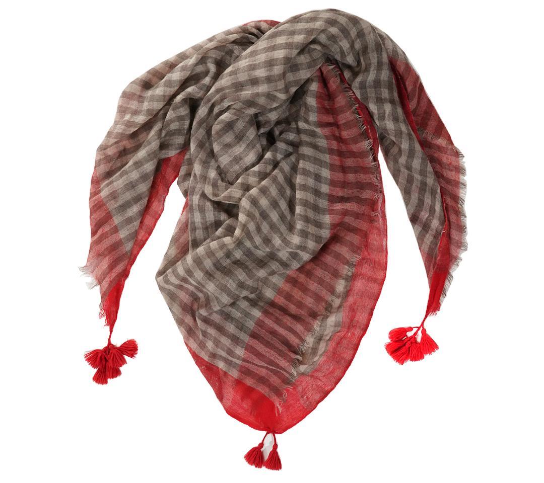 カトマンズ製 ARTS&SCIENCE フリンジ チェック カシミヤストール
