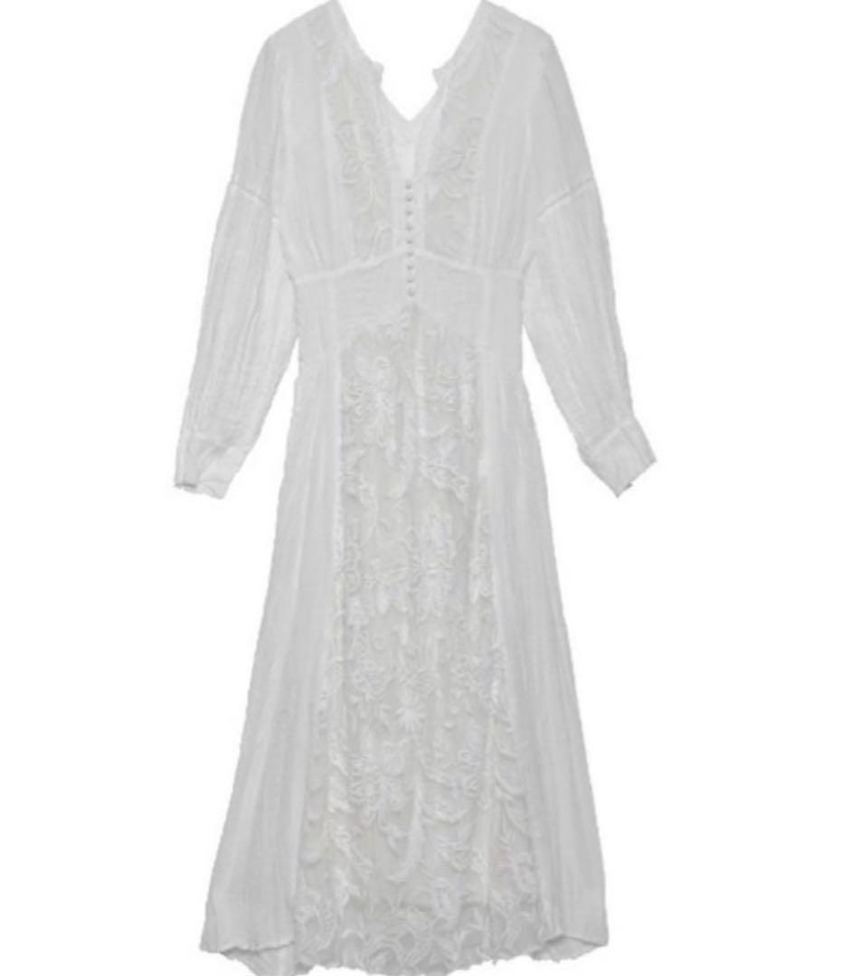 ワンピース ameri MEDI EMBROIDERY TULLE LACE DRESS