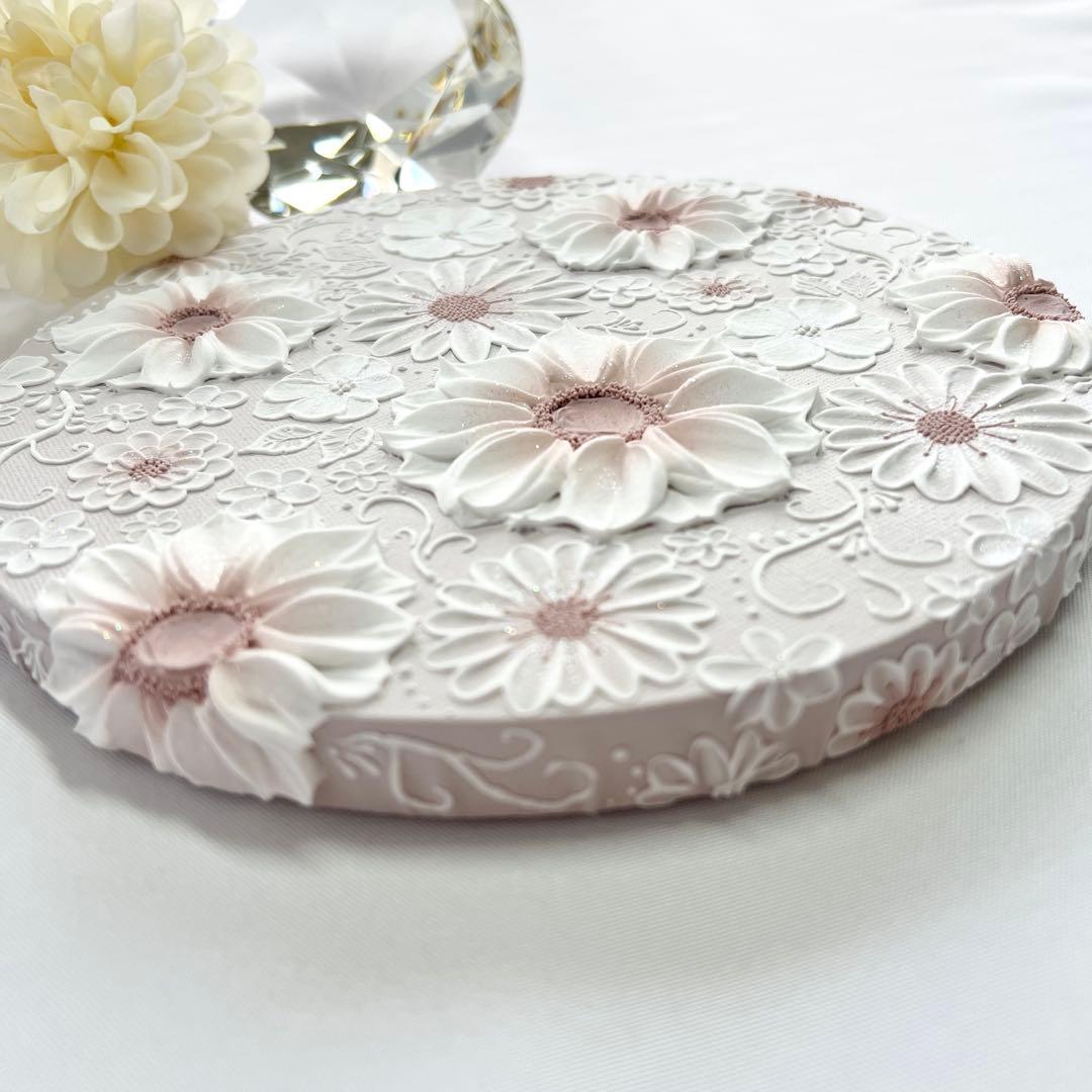 テクスチャーアート　絵画　インテリアアート　花　立体　絵　北欧インテリア　花の絵