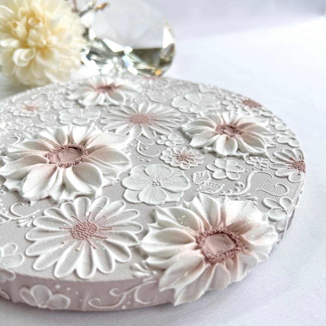 テクスチャーアート　絵画　インテリアアート　花　立体　絵　北欧インテリア　花の絵