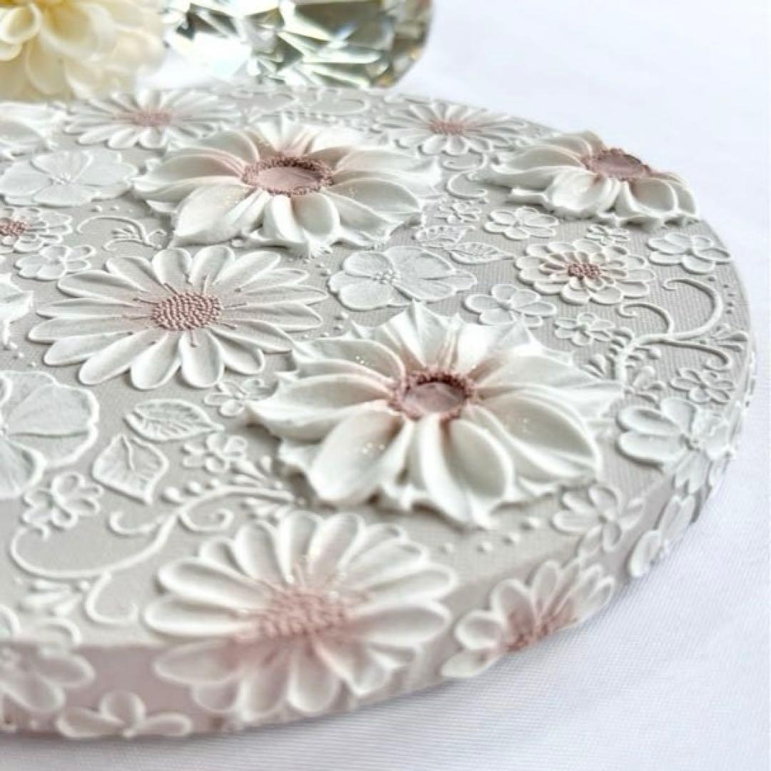 テクスチャーアート　絵画　インテリアアート　花　立体　絵　北欧インテリア　花の絵