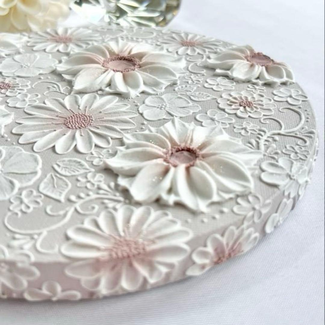 テクスチャーアート　絵画　インテリアアート　花　立体　絵　北欧インテリア　花の絵