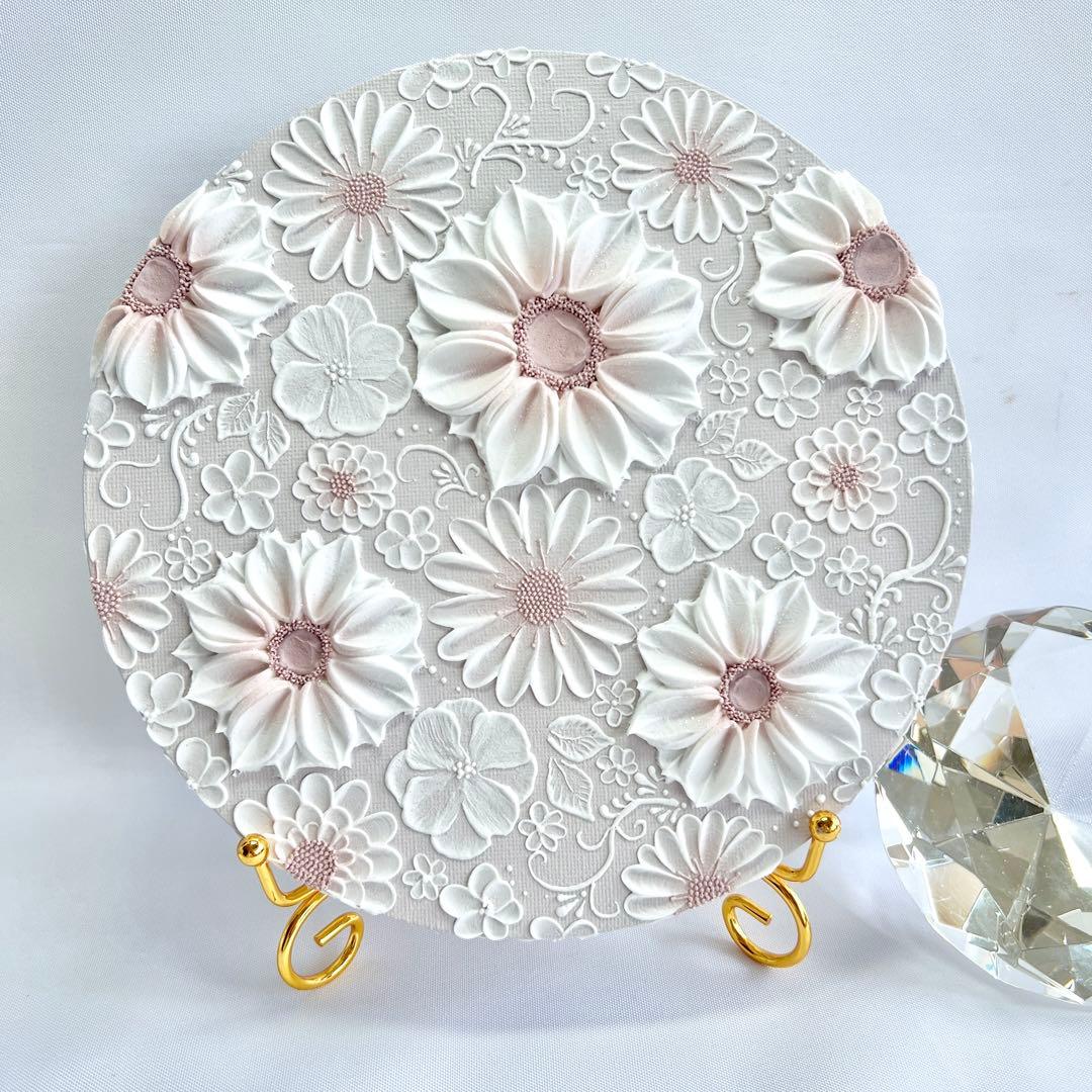 テクスチャーアート　絵画　インテリアアート　花　立体　絵　北欧インテリア　花の絵