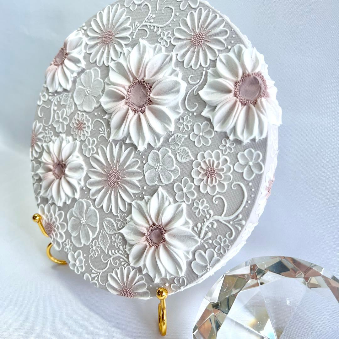 テクスチャーアート　絵画　インテリアアート　花　立体　絵　北欧インテリア　花の絵