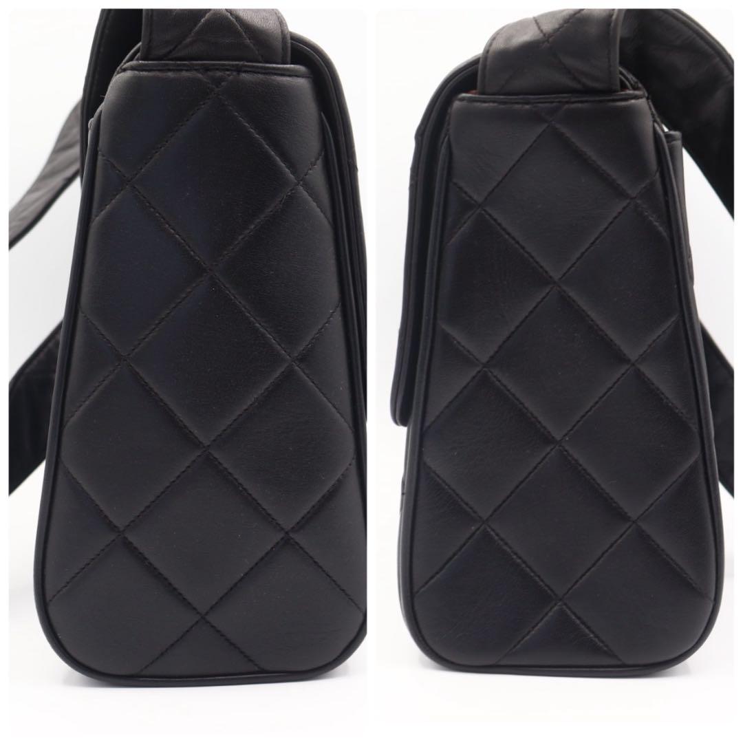 美品　シャネル　ラムスキン　ココマーク　ショルダーバッグ　ブラック