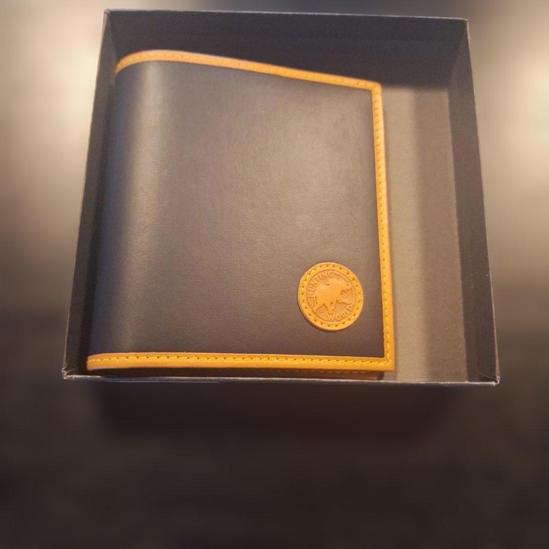 ネイビー レザー 二つ折り財布