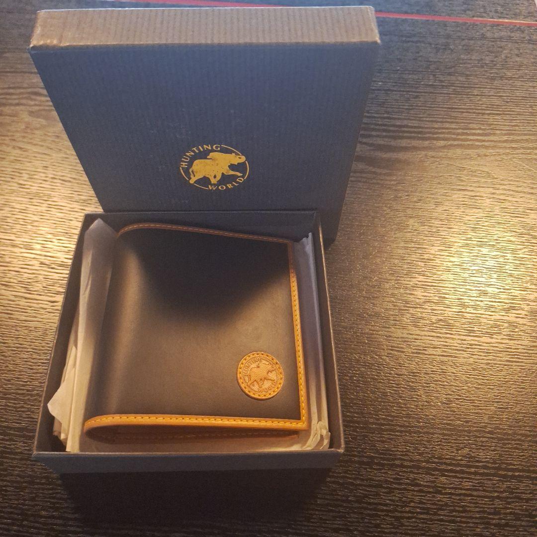 ネイビー レザー 二つ折り財布