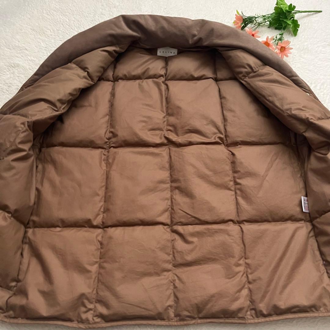 CELINE キルティングダウンベスト ベージュ/ブラウン　総柄　トリオンフ