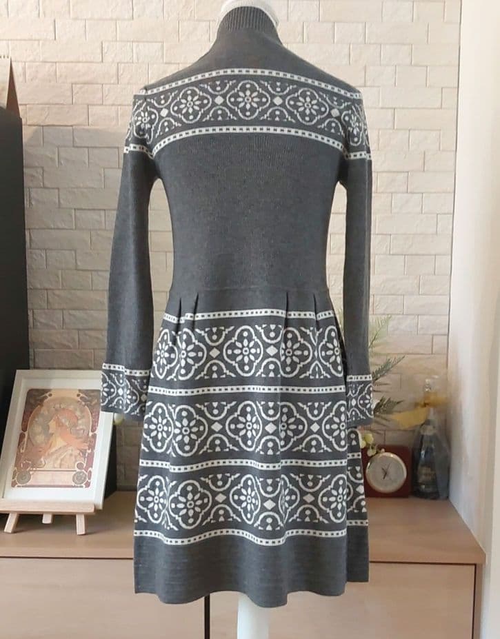 ❣️美品❣️花型モチーフ刺繍ジャガードニットチュニック ワンピースM