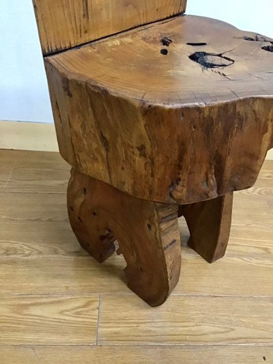 Jenny☆管85☆天然木椅子☆和製ヴィンテージ☆民芸家具☆総欅材☆花台