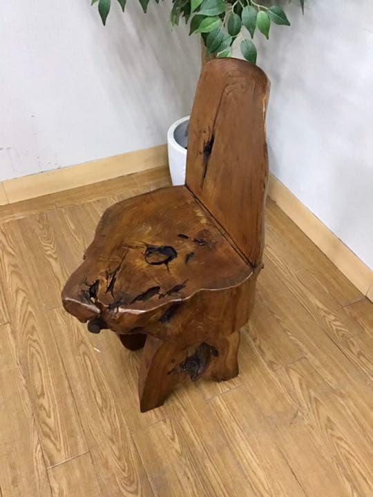 Jenny☆管85☆天然木椅子☆和製ヴィンテージ☆民芸家具☆総欅材☆花台