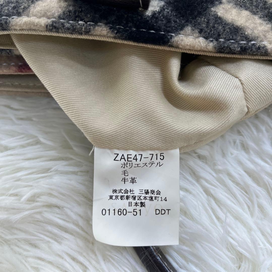 美品 BURBERRY バーバリー ノバチェック レザー ウール トートバッグ
