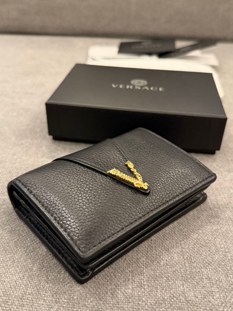 VERSACE ヴェルサーチ 2つ折り 折り財布 極美品 ブラック