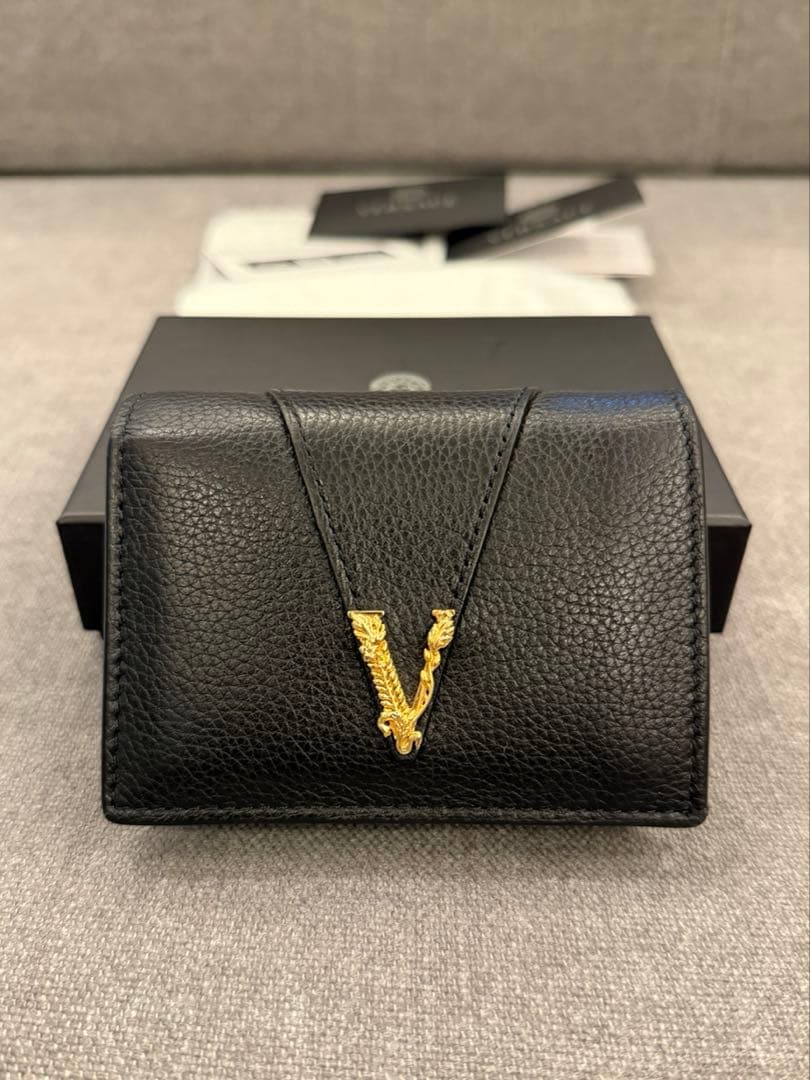 VERSACE ヴェルサーチ 2つ折り 折り財布 極美品 ブラック