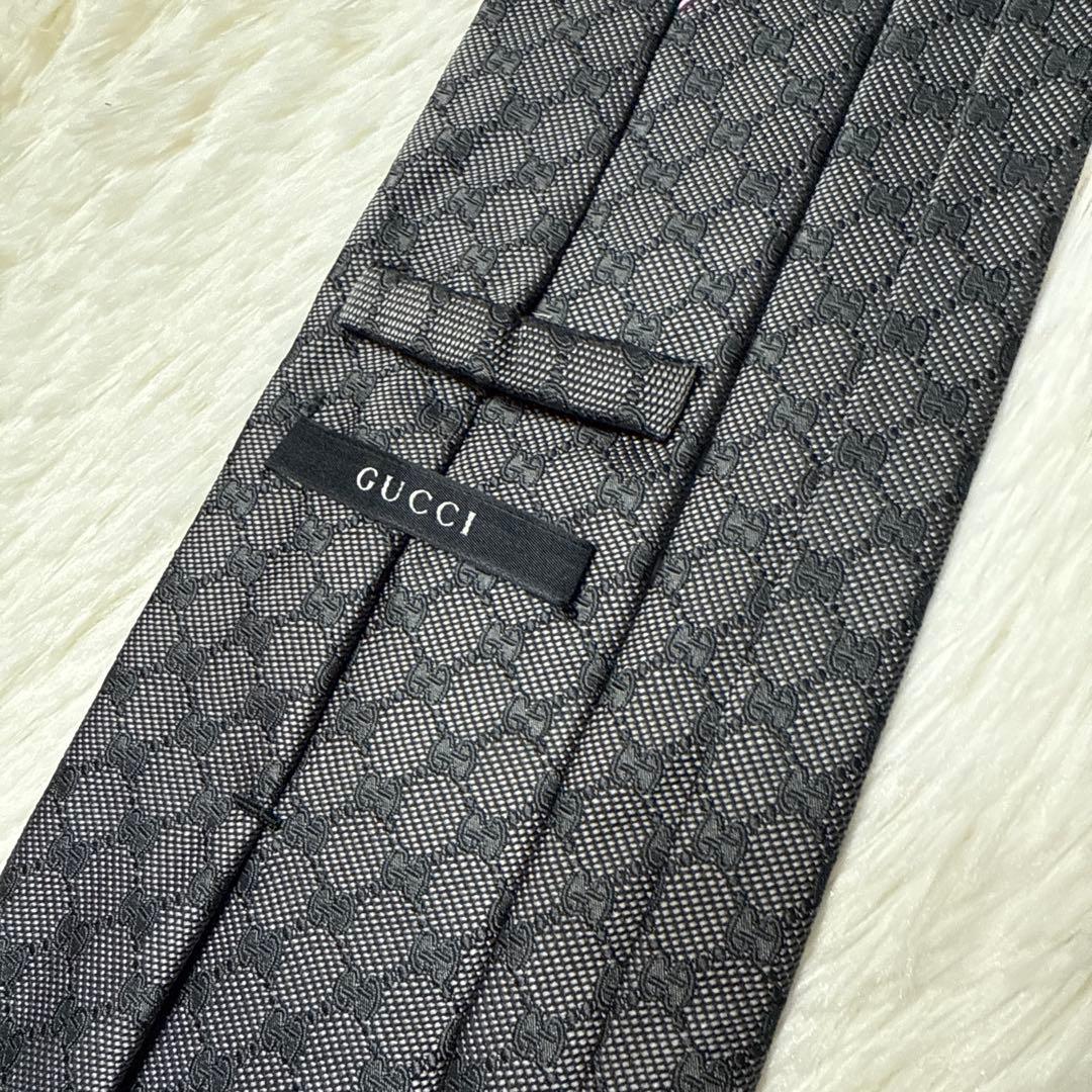 【未使用級】GUCCI グッチ　ネクタイ　高級シルク　ジャガード　GG柄