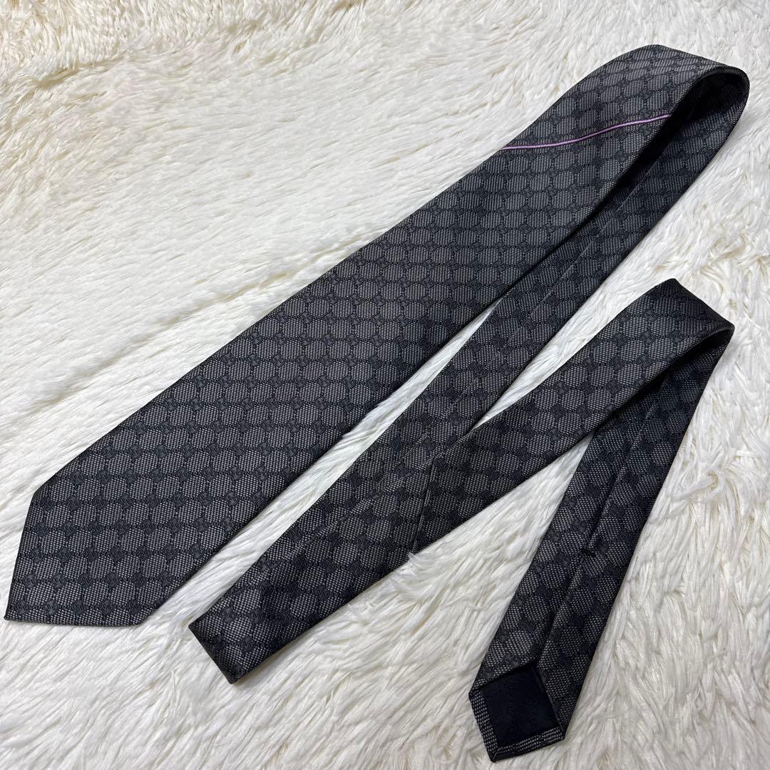 【未使用級】GUCCI グッチ　ネクタイ　高級シルク　ジャガード　GG柄